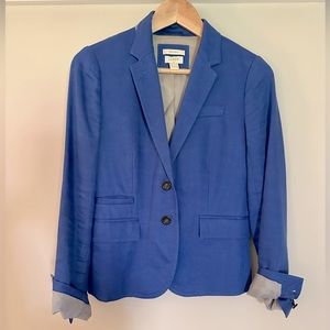 J.Crew Linen Schoolboy Blazer - Blue, Size 2